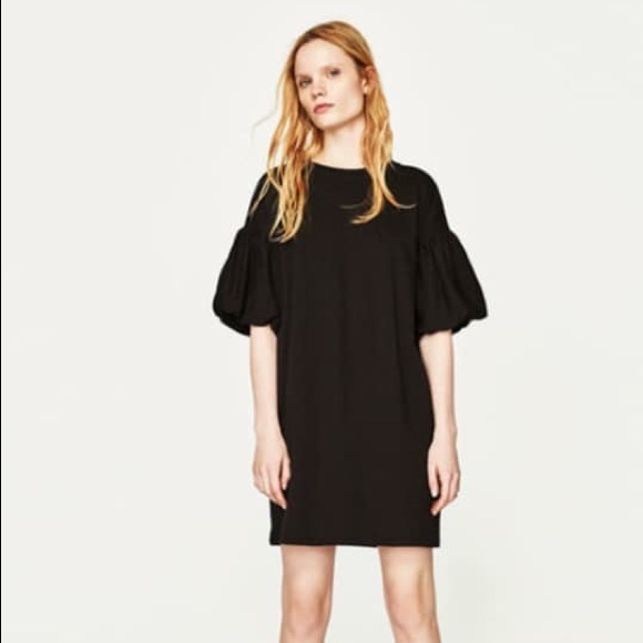 Zara Dresses & Skirts - Zara Black Drop Ruffle Sleeve Mini Dress
